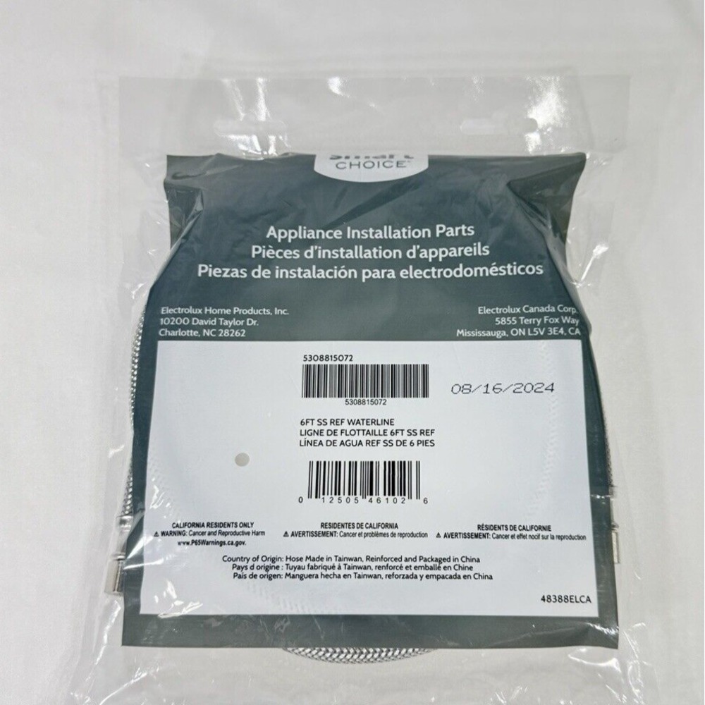 Smart Choice 6ft Stainless Steel Braided Refrigerator Waterline 5308815072 NEW